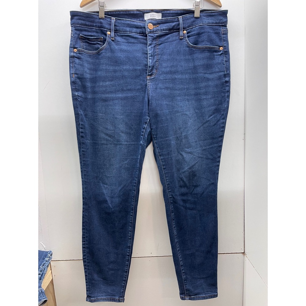 Loft Plus Skinny Jeans Womens 18 Dark Wash Denim Blue Stretch Casual 0658001
